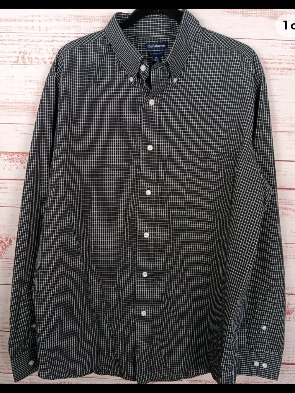 croft & barrow Black and White Windowpane Button-Down Shirt